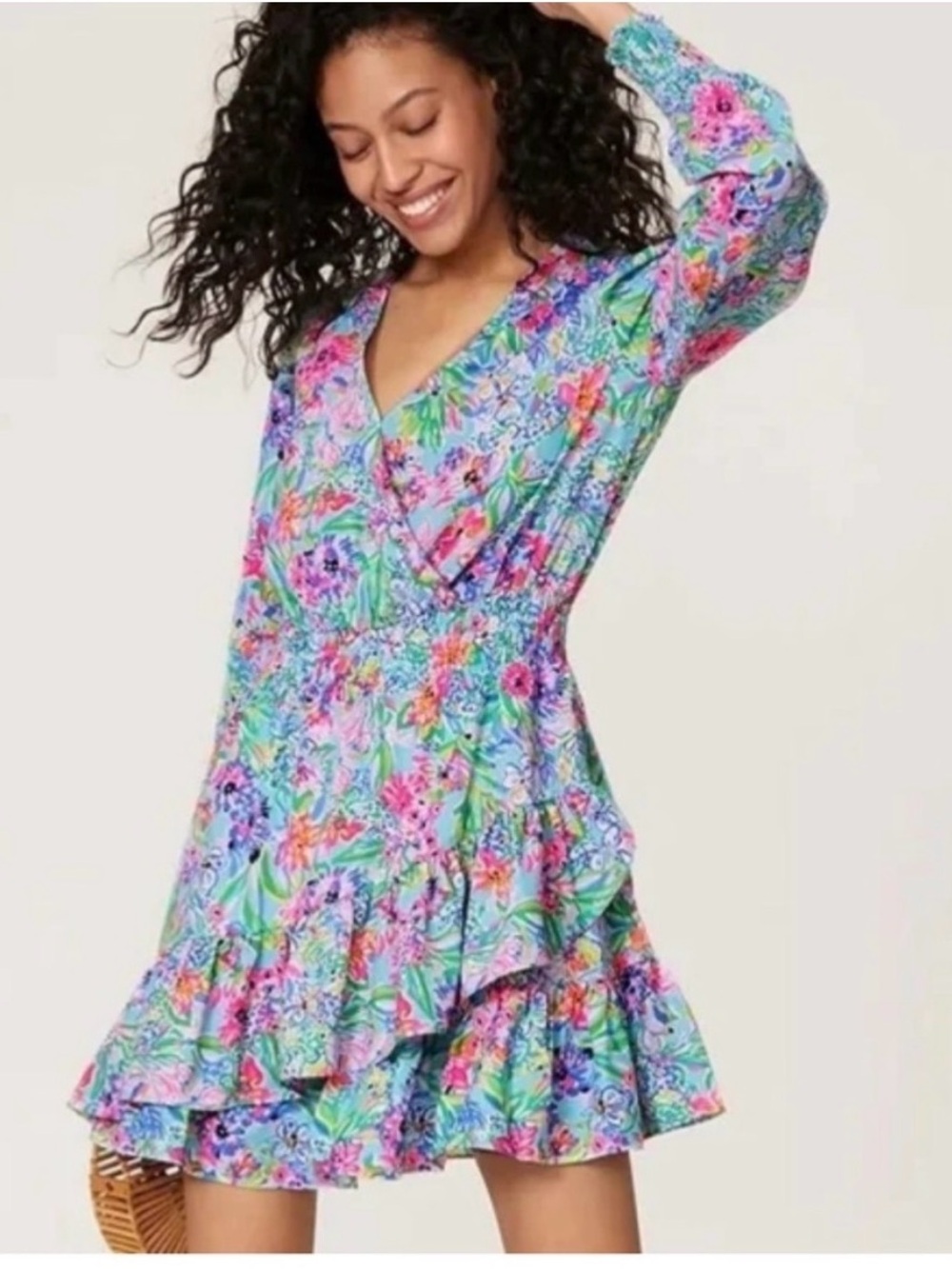 Lilly Pulitzer Cristiana stretch dress Beautiful neon tropical floral.